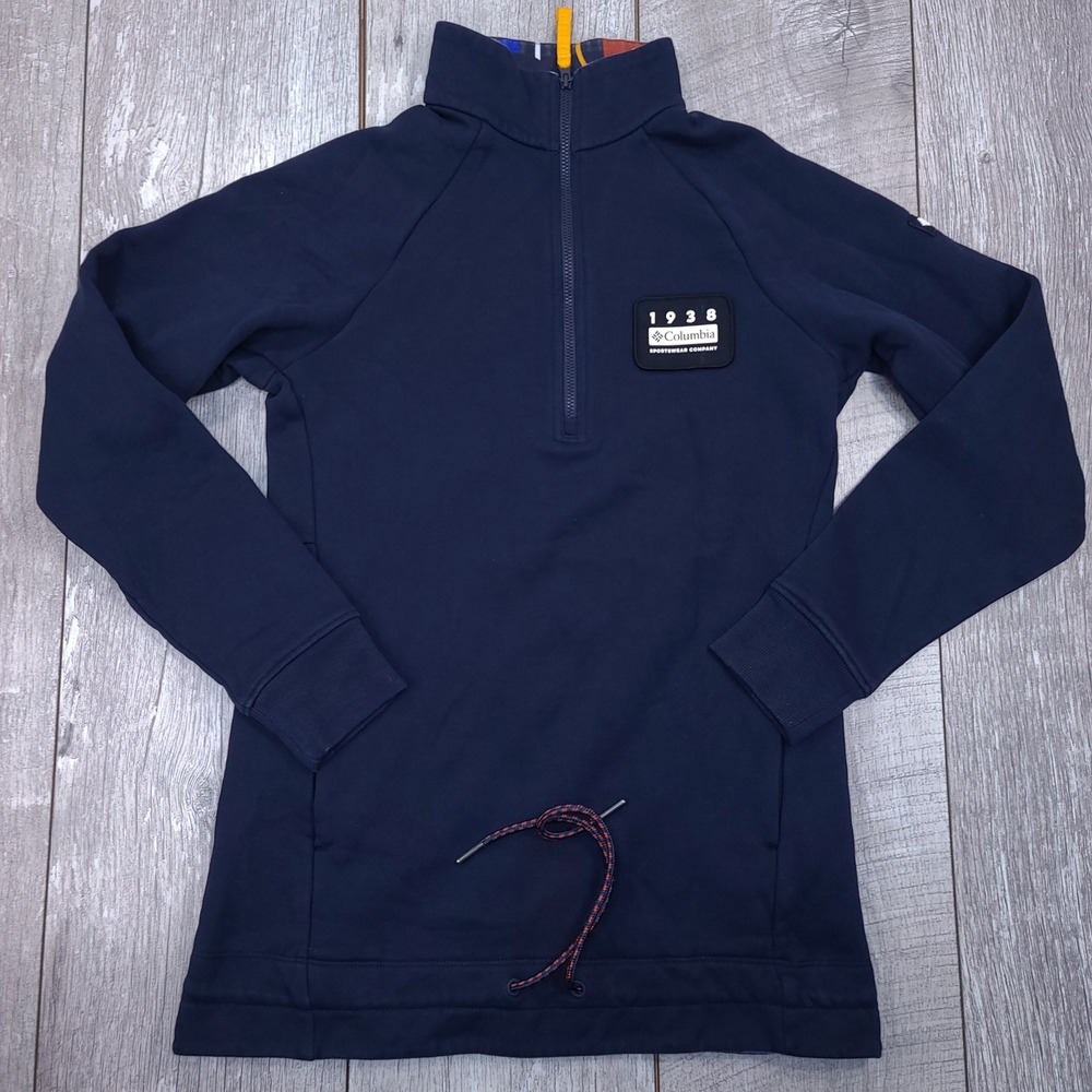 Columbia Pullover Women XS Navy Blue 1938 Heritage Quarter Zip Sweatshirt